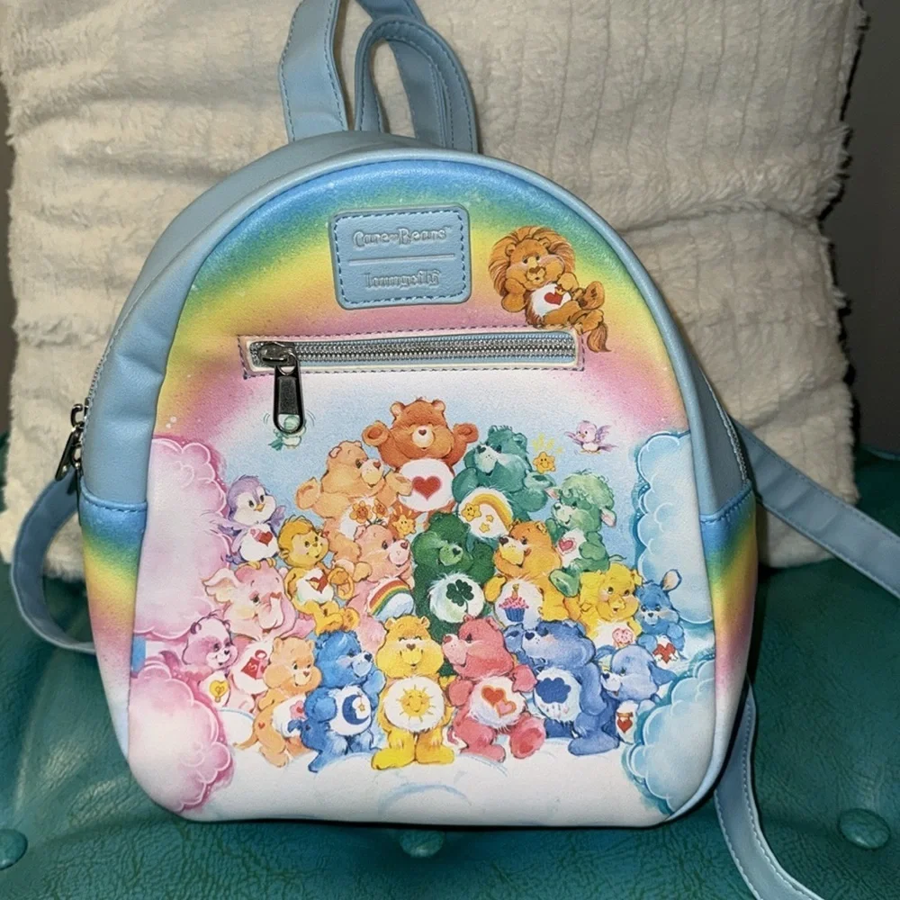 Loungefly faux leather whimsical Care Bears mini backpack purse
